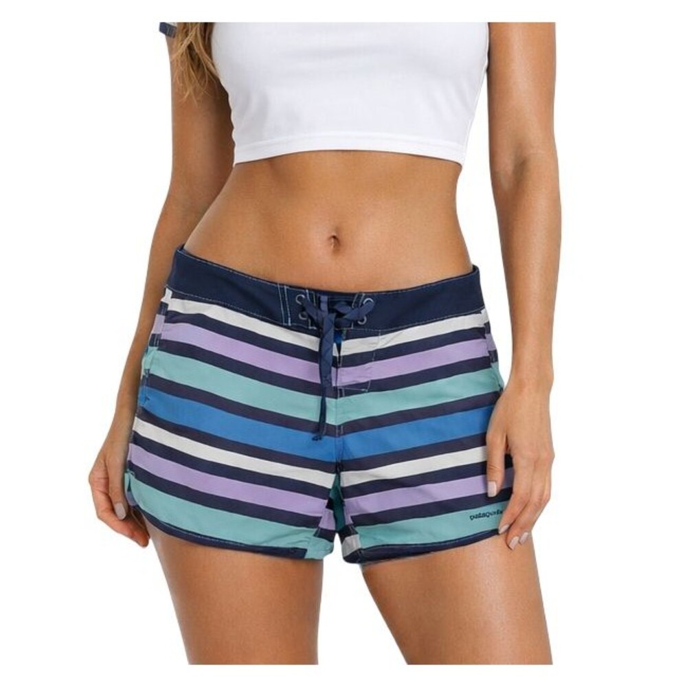 Patagonia Wavefarer Board Shorts Womens 8 Quick-Dry Multi Stripe Swim Shorts